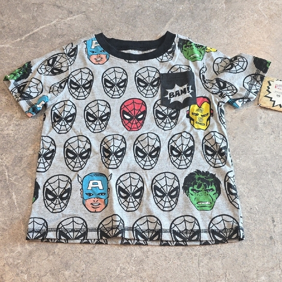 (J37) Marvel Boys Gray T-Shirt with Iconic Superhero Faces SZ 3T - Picture 1 of 6